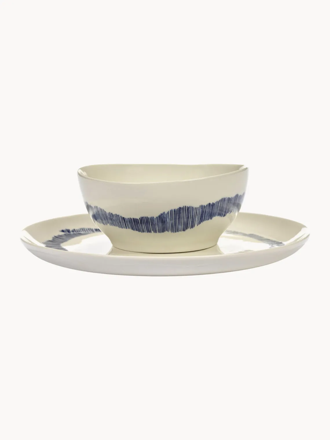 Boles Y Tazones|Vajillas Completas>SERAX Cuencos con esmalte reactivo Feast, 4 uds. Blanco Off White, azul oscuro