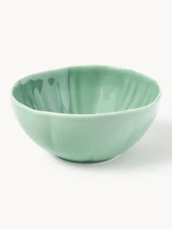 Boles Y Tazones|Vajillas Completas>Westwing Collection Cuencos de porcelana con relieves Sali, 4 uds. Verde menta