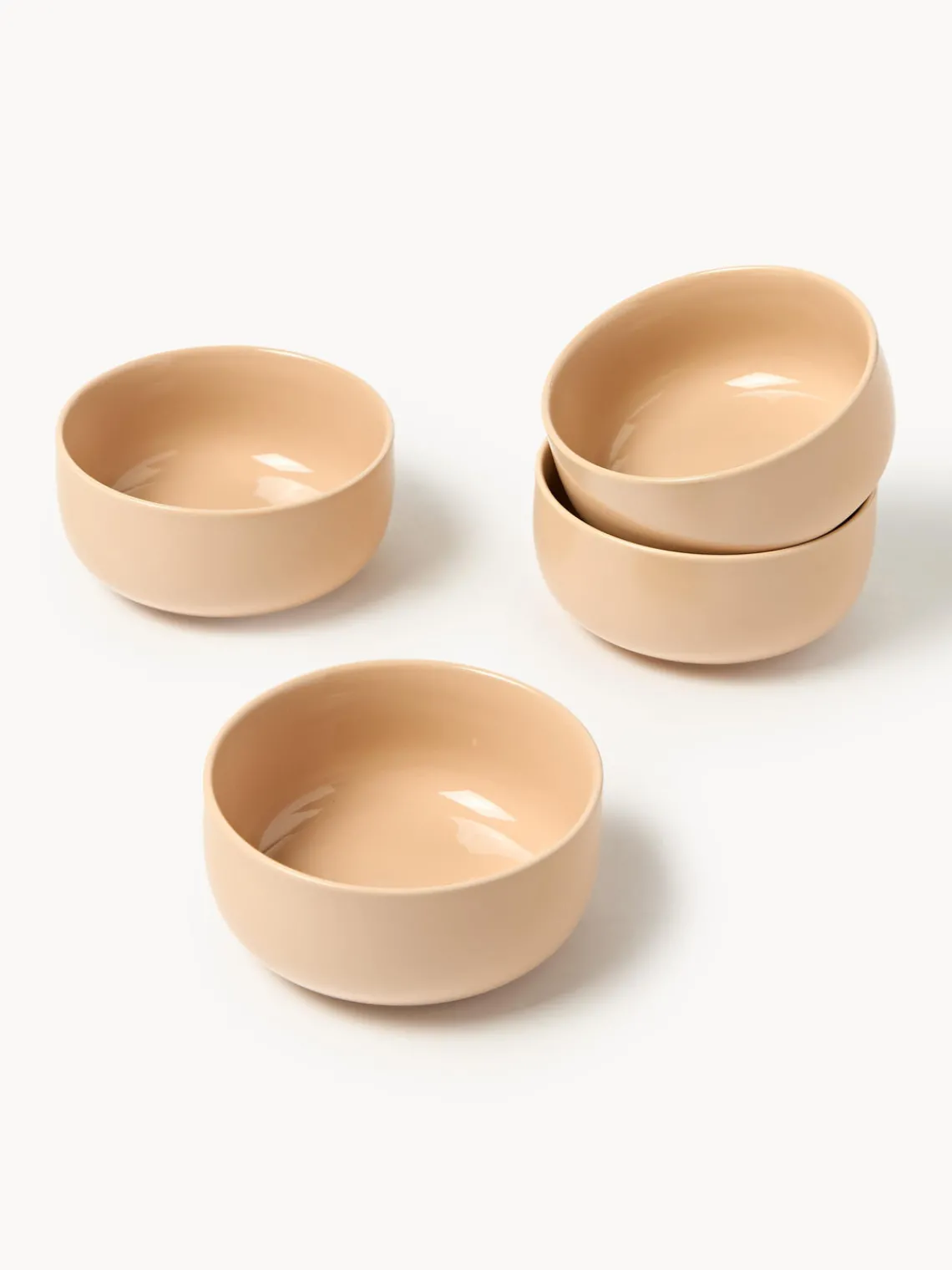 Boles Y Tazones|Vajillas Completas>Westwing Collection Cuencos de porcelana Nessa, 4 uds. Melocotón brillante