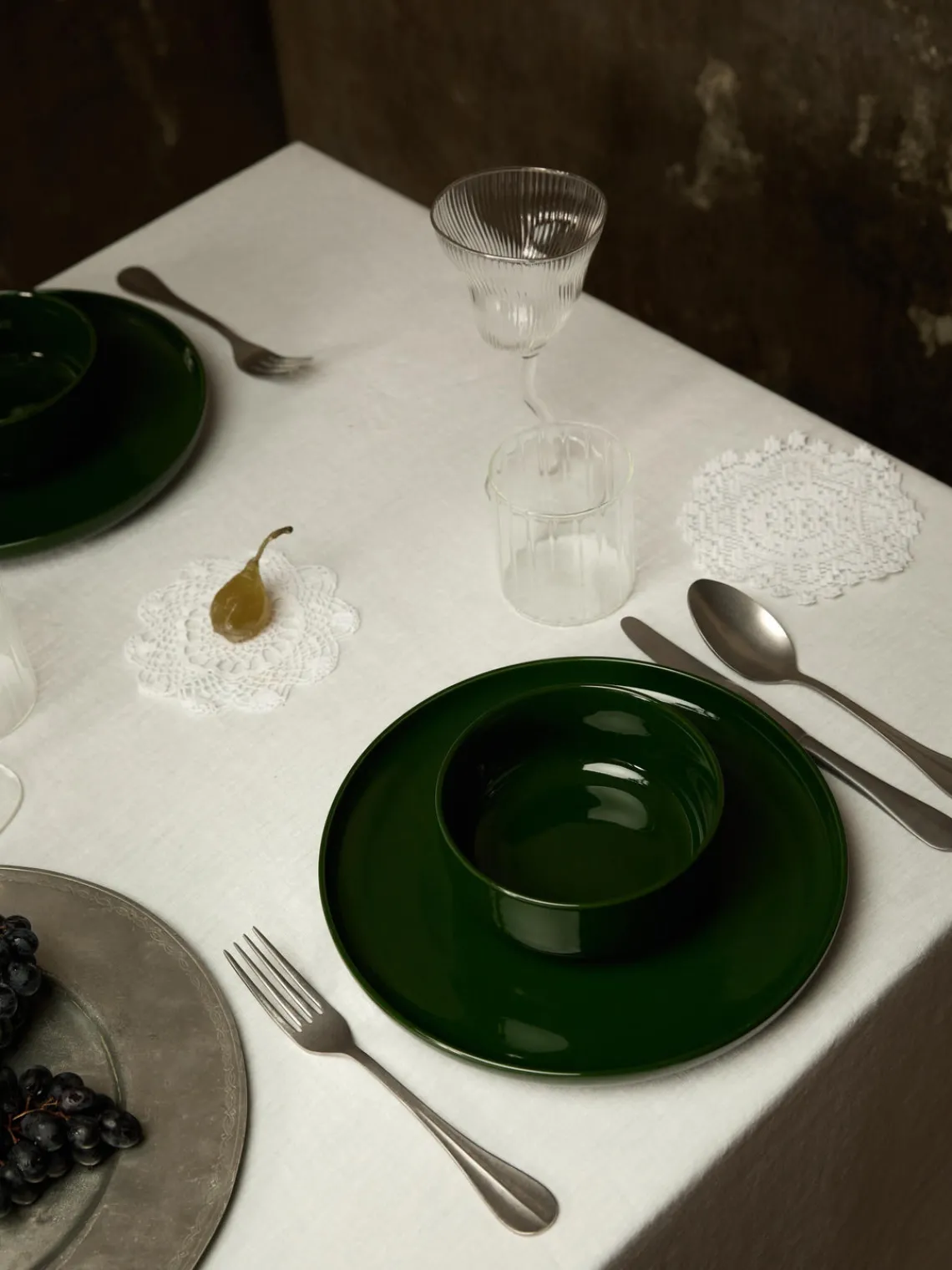 Boles Y Tazones|Vajillas Completas>Westwing Collection Cuencos de porcelana Nessa, 4 uds. Verde oscuro brillante