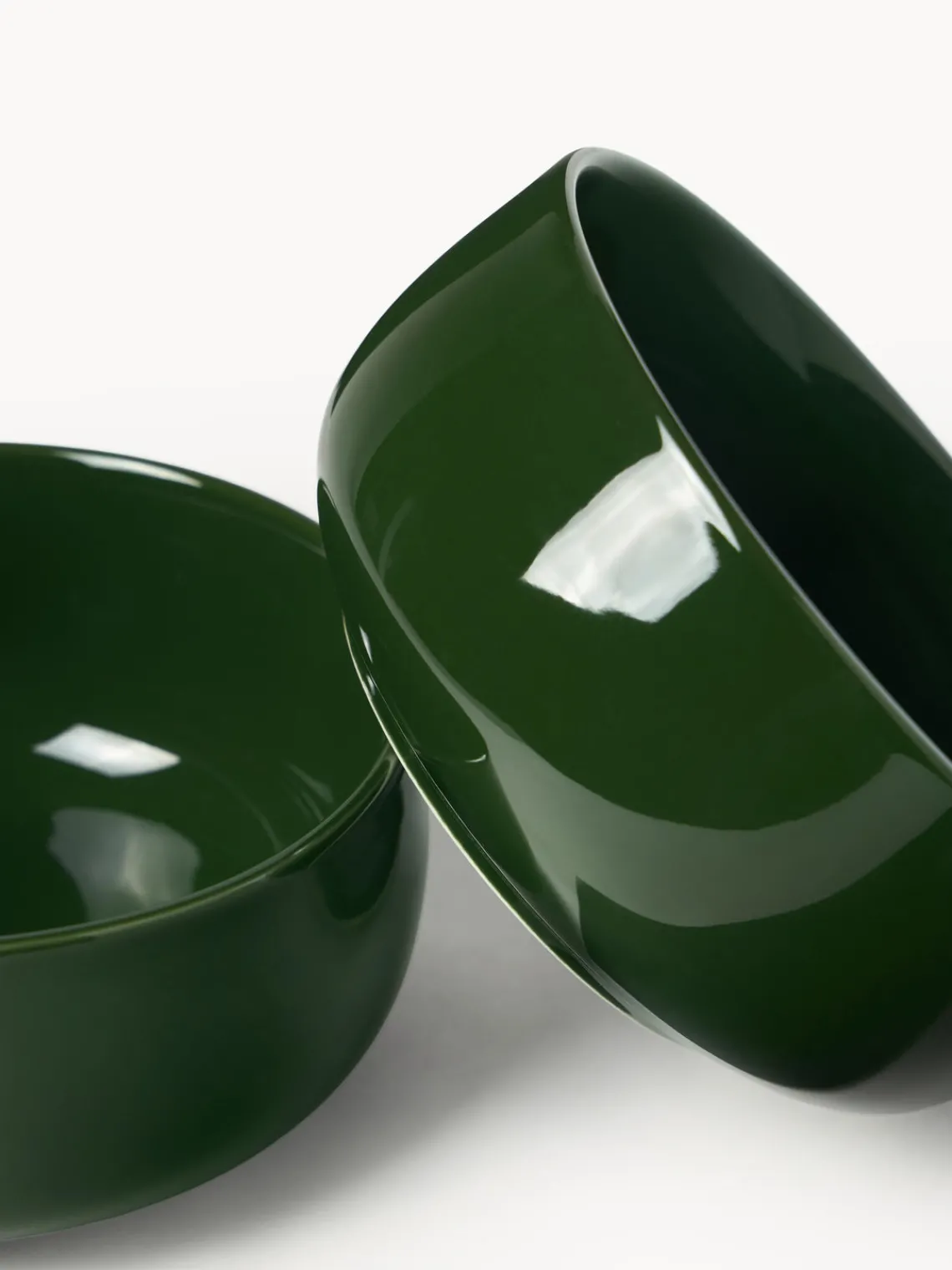 Boles Y Tazones|Vajillas Completas>Westwing Collection Cuencos de porcelana Nessa, 4 uds. Verde oscuro brillante
