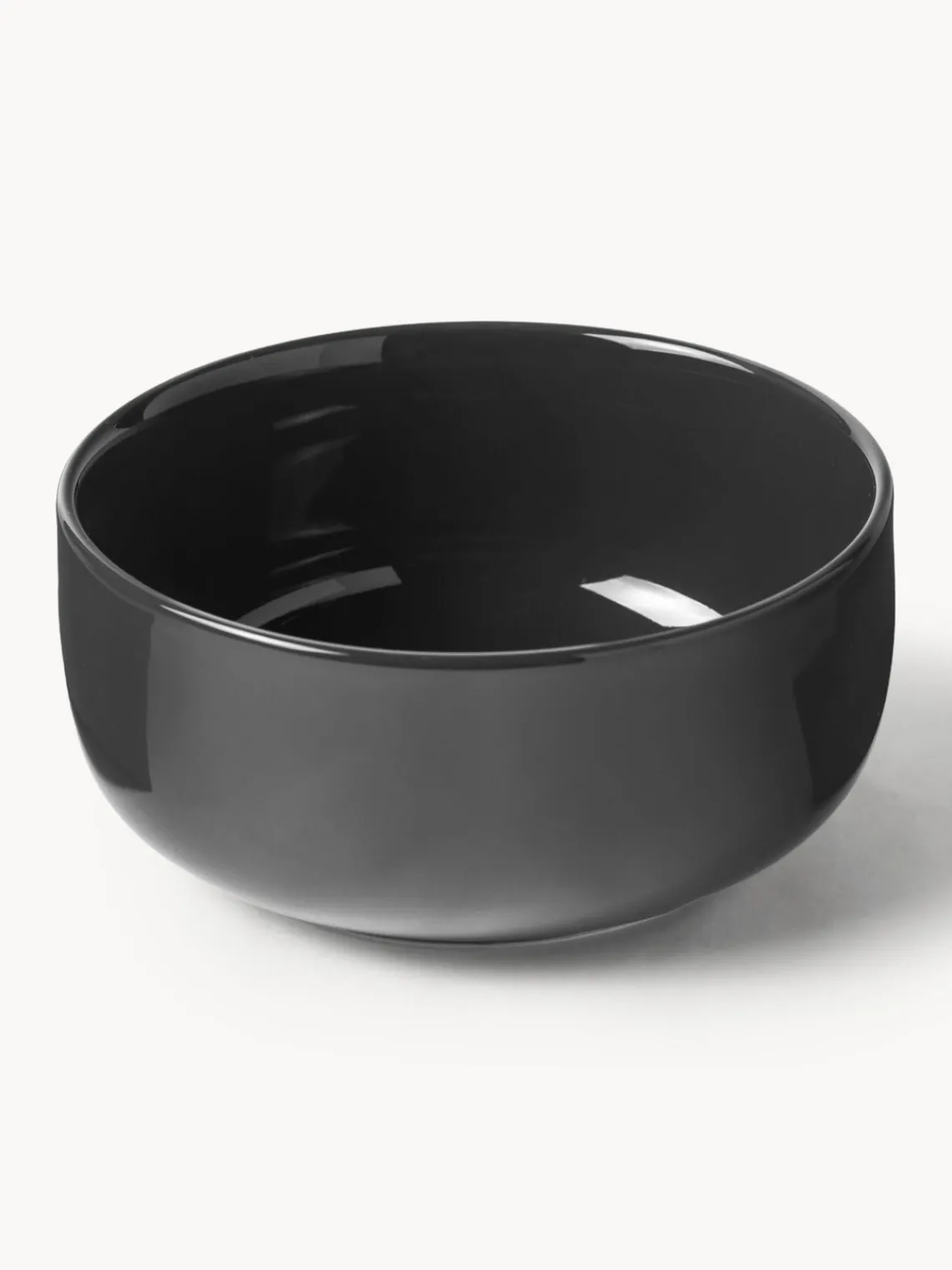 Boles Y Tazones|Vajillas Completas>Westwing Collection Cuencos de porcelana Nessa, 4 uds. Gris oscuro brillante