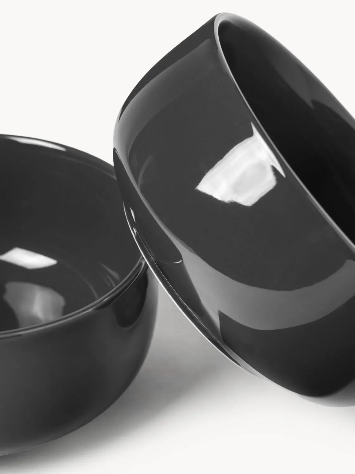 Boles Y Tazones|Vajillas Completas>Westwing Collection Cuencos de porcelana Nessa, 4 uds. Gris oscuro brillante