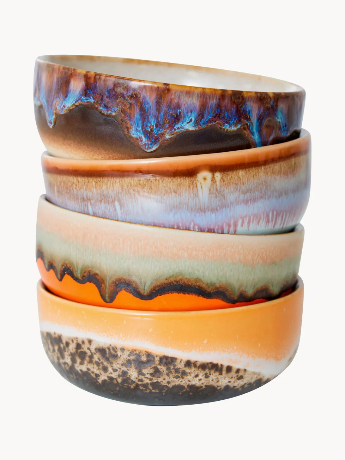 Boles Y Tazones|Vajillas Completas>HKLIVING Cuencos pequeños artesanales con esmalte reactivo 70's, 4 uds.