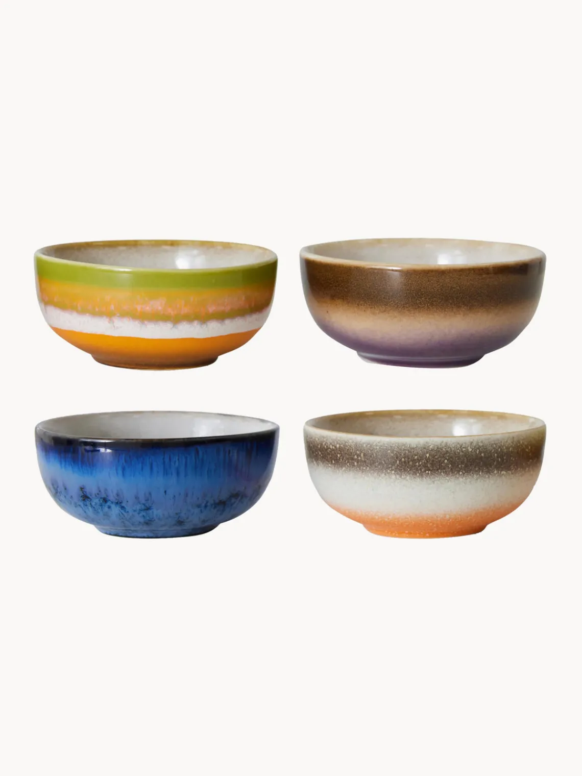 Boles Y Tazones|Vajillas Completas>HKLIVING Cuencos pequeños pintados a mano 70's, 4 uds.