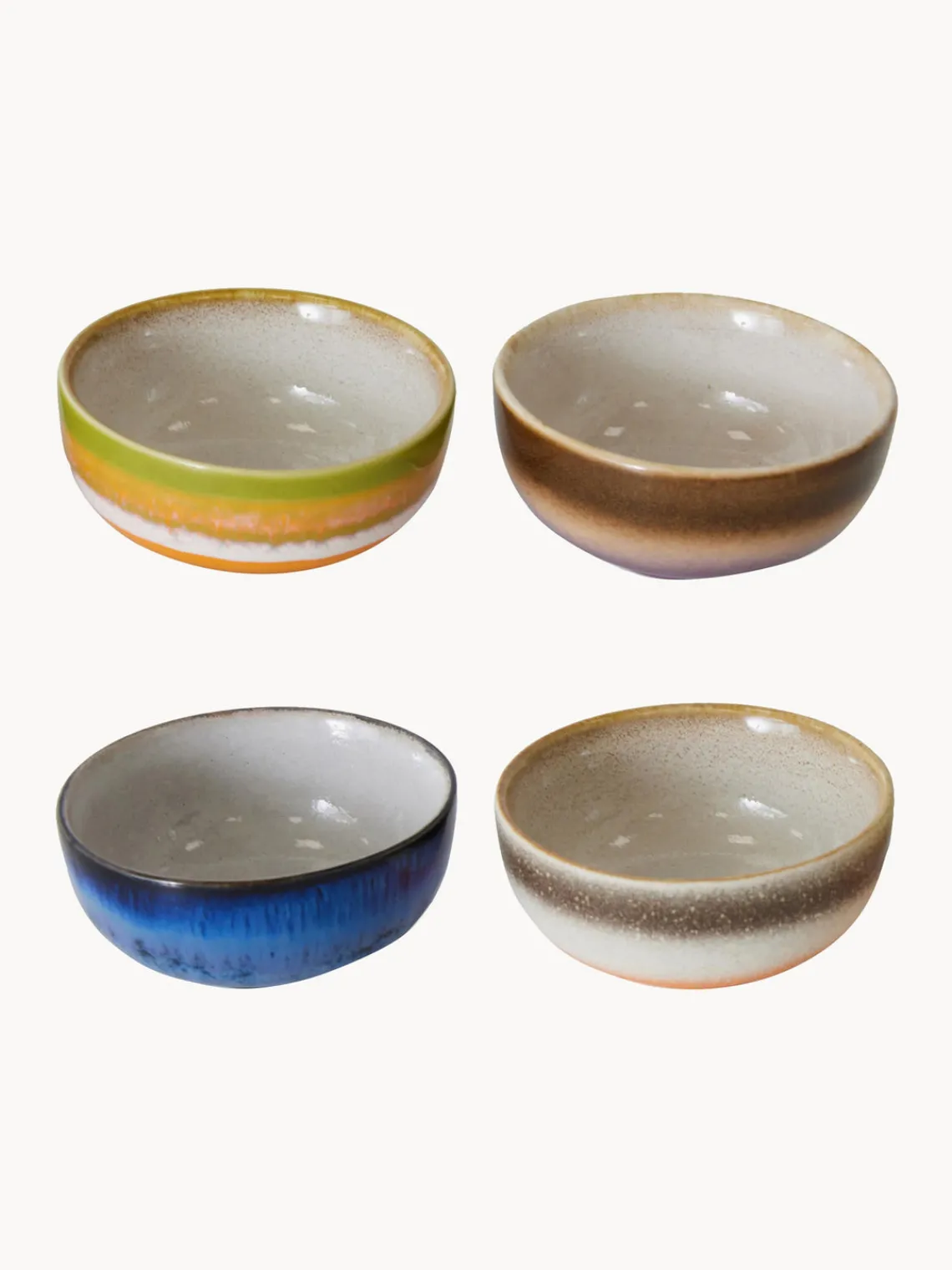 Boles Y Tazones|Vajillas Completas>HKLIVING Cuencos pequeños pintados a mano 70's, 4 uds.