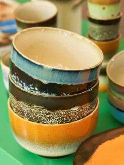 Best Cuencos pintados a mano de gres 70's, 4 uds. Boles Y Tazones|Vajillas Completas