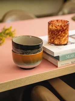 Best Cuencos pintados a mano de gres 70's, 4 uds. Boles Y Tazones|Vajillas Completas