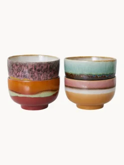 Cuencos pintados a mano de gres 70's, 4 uds. Boles Y Tazones|Vajillas Completas