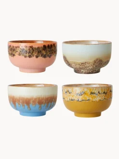 Boles Y Tazones|Vajillas Completas>HKLIVING Cuencos pintados a mano de gres 70's, 4 uds. Tonos beige, naranja, melocotón, azul claro