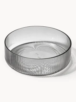 Cuencos Y Platos De Servir|Vajillas Completas>Ferm Living Cuencos soplados con relieves Ripple, 4 uds. Gris transparente brillante