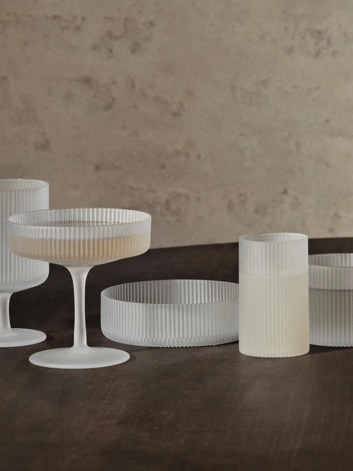 New Cuencos soplados con relieves Ripple, 4 uds. Cuencos Y Platos De Servir|Vajillas Completas