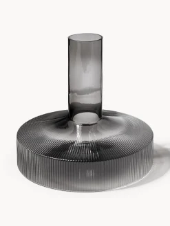 Decantadores|Vajillas Completas>Ferm Living Decantador soplado con relieves Ripple, 1,1 L Gris transparente brillante