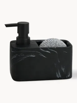 Escurreplatos|Almacenaje De Cocina>Andrea House Dispensador de jabón en look mármol con esponja Galia, juego de 2 Aspecto mármol negro