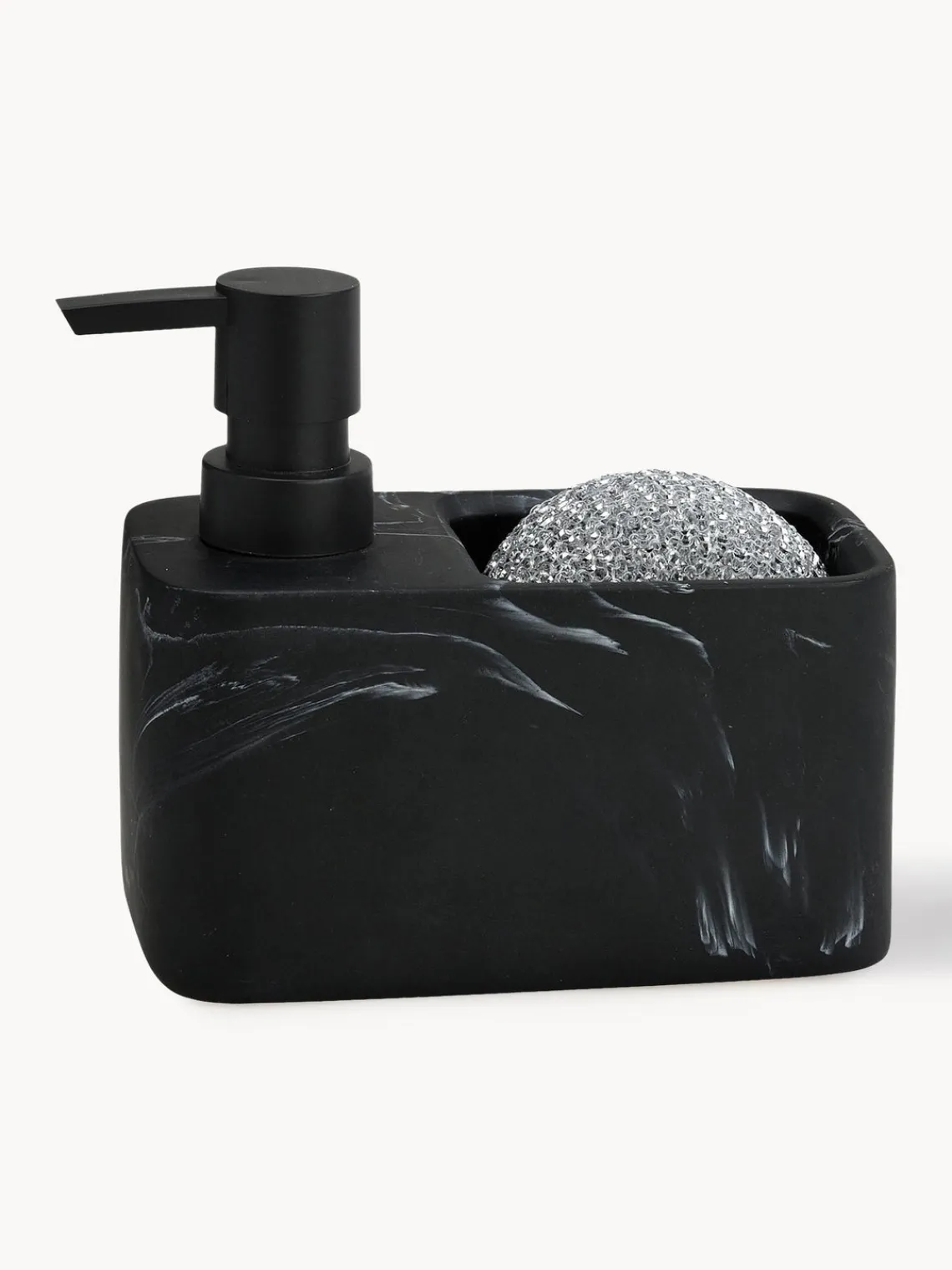 Escurreplatos|Almacenaje De Cocina>Andrea House Dispensador de jabón en look mármol con esponja Galia, juego de 2 Aspecto mármol negro