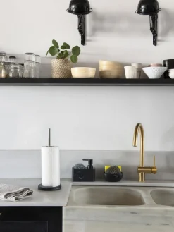 Escurreplatos|Almacenaje De Cocina>Andrea House Dispensador de jabón en look mármol con esponja Galia, juego de 2 Aspecto mármol negro