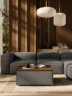 Clearance Diván con almacenamiento en tejido bouclé Lennon Reposapiés|Sofás