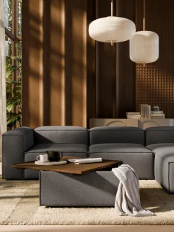 Clearance Diván con almacenamiento en tejido bouclé Lennon Reposapiés|Sofás