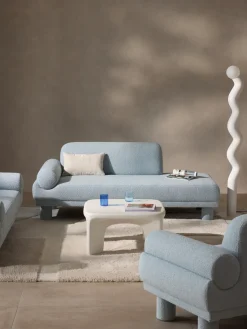 Sofás>Westwing Collection Diván en tejido bouclé Lilo Bouclé azul claro