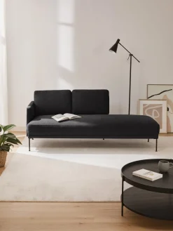 Sofás>Westwing Collection Diván Fluente Tejido grueso gris antracita