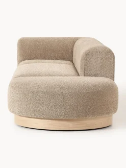 Sofás></noscript>Westwing Collection Diván modular de borreguillo bouclé con reposapiés Natalie Borreguillo bouclé beige, madera de haya clara