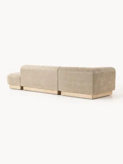 Sofás></noscript>Westwing Collection Diván modular de borreguillo bouclé con reposapiés Natalie Borreguillo bouclé beige, madera de haya clara