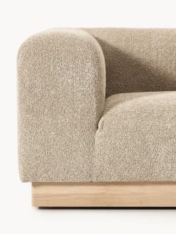 Sofás></noscript>Westwing Collection Diván modular de borreguillo bouclé con reposapiés Natalie Borreguillo bouclé beige, madera de haya clara