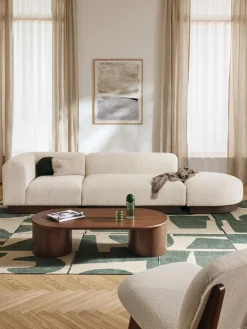 Sale Diván modular de borreguillo bouclé con reposapiés Natalie Sofás