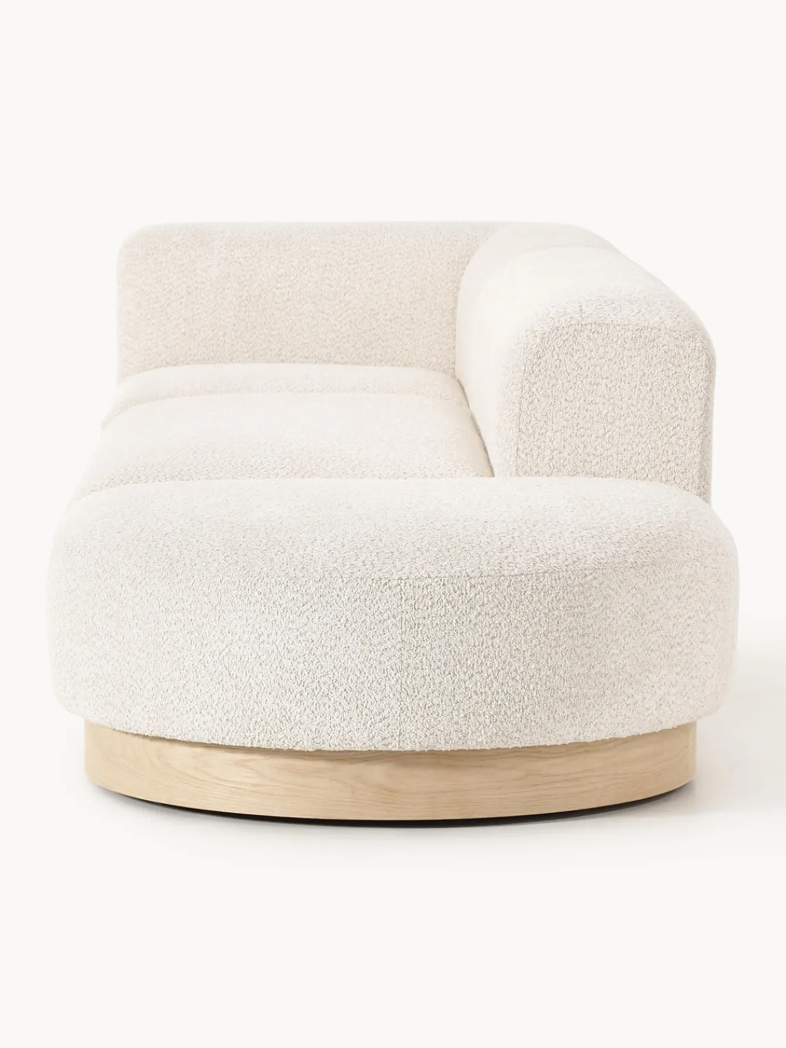 Sofás>Westwing Collection Diván modular de borreguillo bouclé con reposapiés Natalie Borreguillo bouclé blanco Off White, madera de haya clara