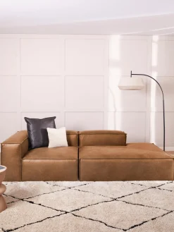 Sofás>Westwing Collection Diván modular de cuero reciclado Lennon Cuero marrón