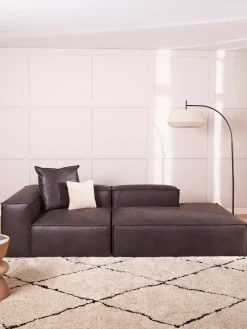 Sofás>Westwing Collection Diván modular de cuero reciclado Lennon Cuero taupe