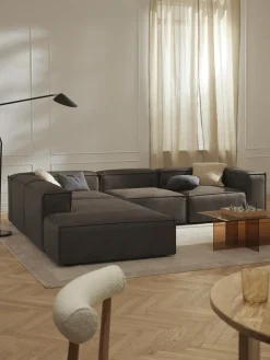 Sofás>Westwing Collection Diván modular de cuero reciclado Lennon Cuero taupe