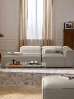 Sofás>Westwing Collection Diván modular de mezcla de lino Lennon Mezcla de lino gris