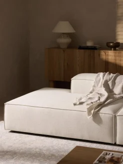 Sofás>Westwing Collection Diván modular de mezcla de lino Lennon Mezcla de lino beige