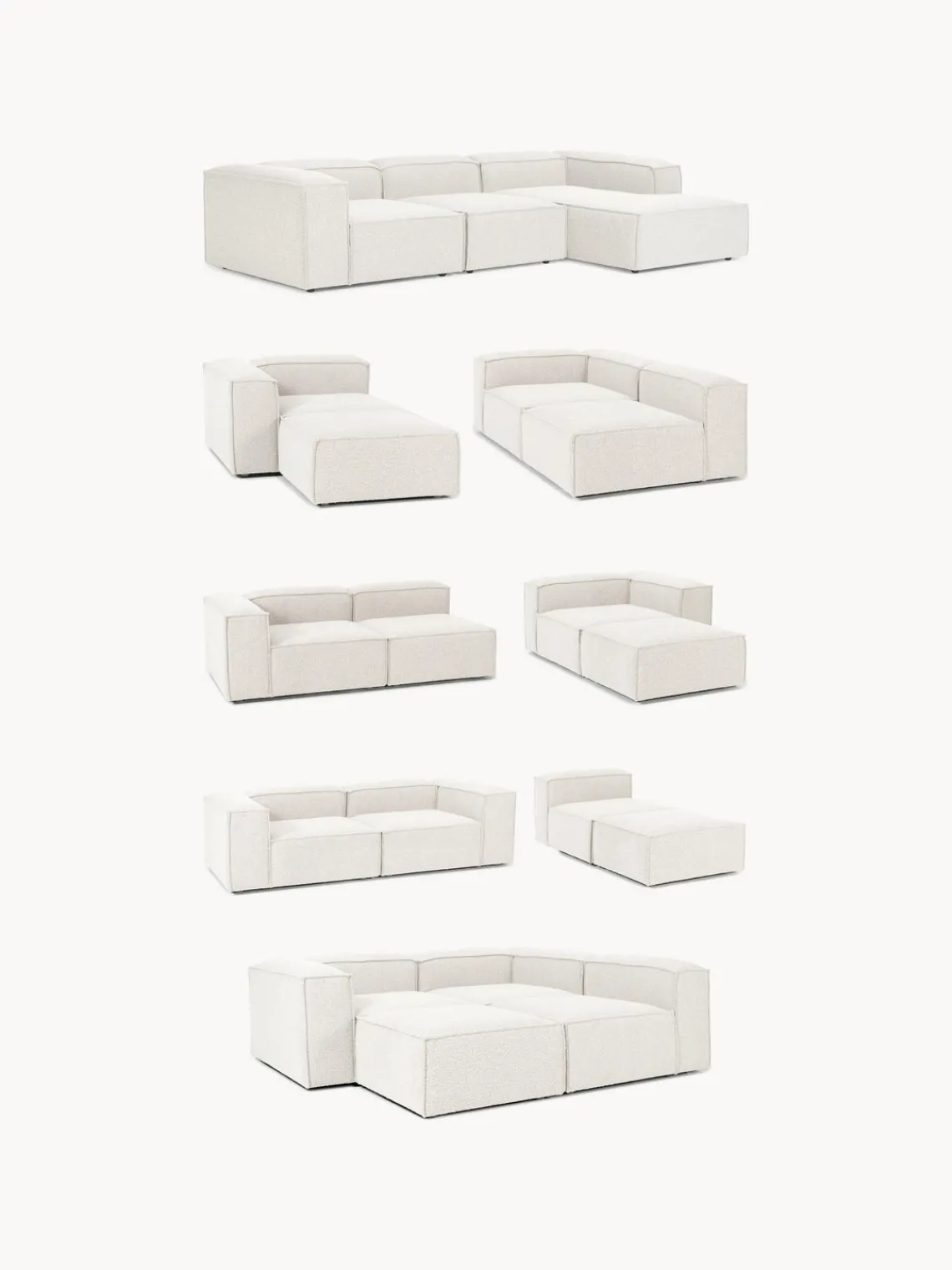 Sofás>Westwing Collection Diván modular en tejido bouclé Lennon Bouclé blanco Off White