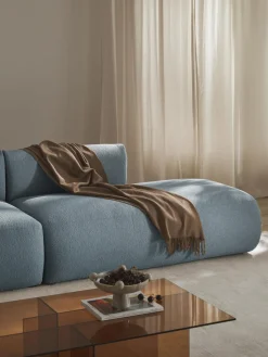 Sofás>Westwing Collection Diván modular en tejido bouclé Sofia Bouclé azul