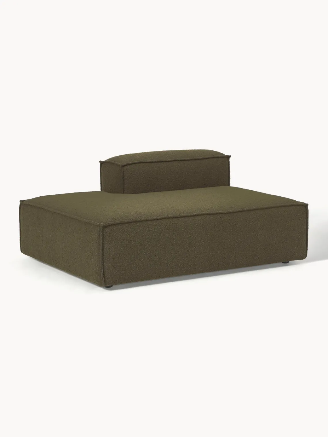 Sofás>Westwing Collection Diván modular en tejido bouclé Lennon Bouclé verde oliva