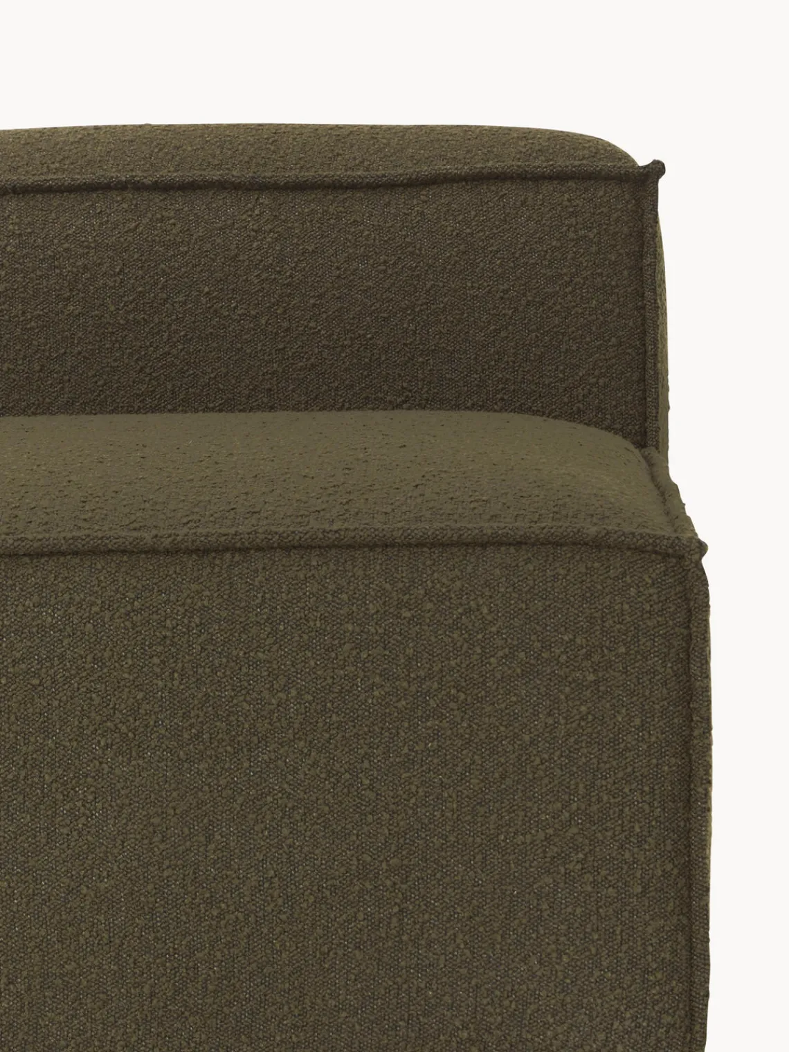 Sofás>Westwing Collection Diván modular en tejido bouclé Lennon Bouclé verde oliva