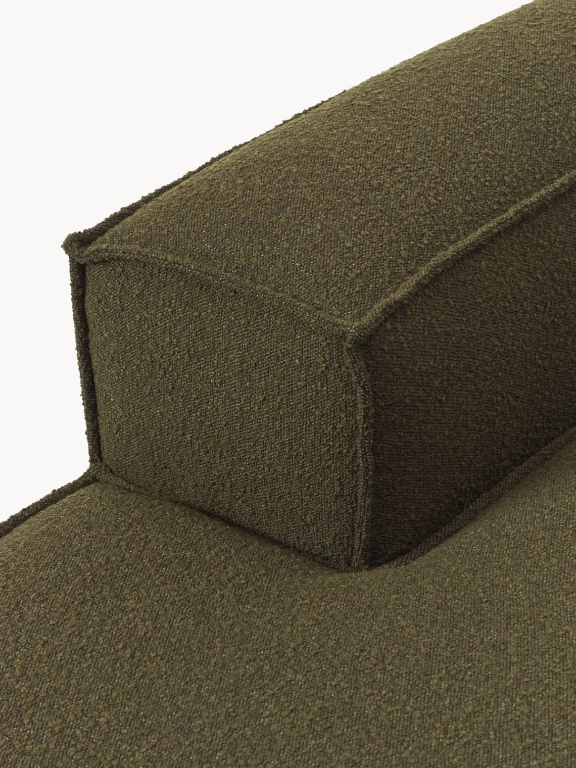 Sofás>Westwing Collection Diván modular en tejido bouclé Lennon Bouclé verde oliva