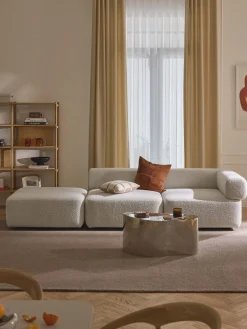 Sofás>Westwing Collection Diván modular en tejido bouclé Anton Bouclé blanco Off White