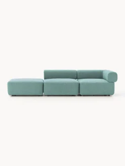 Sofás>Westwing Collection Diván modular en tejido bouclé Anton Bouclé verde turquesa