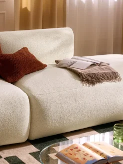 Sofás>Westwing Collection Diván modular en tejido bouclé Sofia Bouclé jaspeado, blanco crema