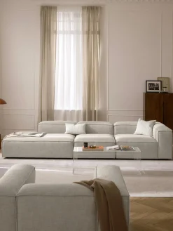 Sofás>Westwing Collection Diván modular grande de mezcla de lino Lennon Mezcla de lino gris