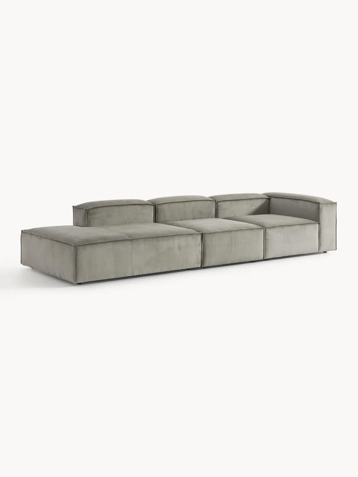 Sofás>Westwing Collection Diván modular grande de pana Lennon Pana gris