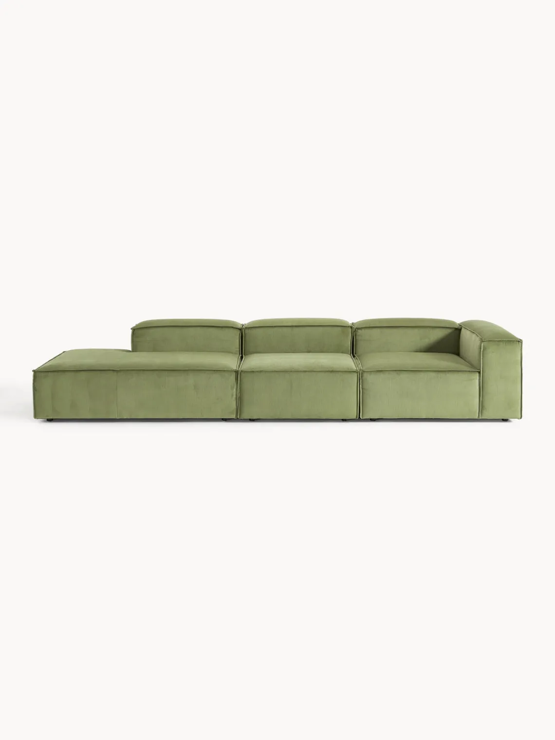 Sofás>Westwing Collection Diván modular grande de pana Lennon Pana verde oliva