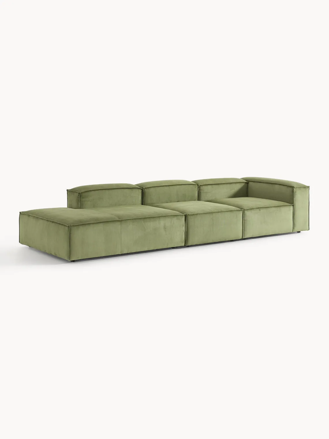 Sofás>Westwing Collection Diván modular grande de pana Lennon Pana verde oliva