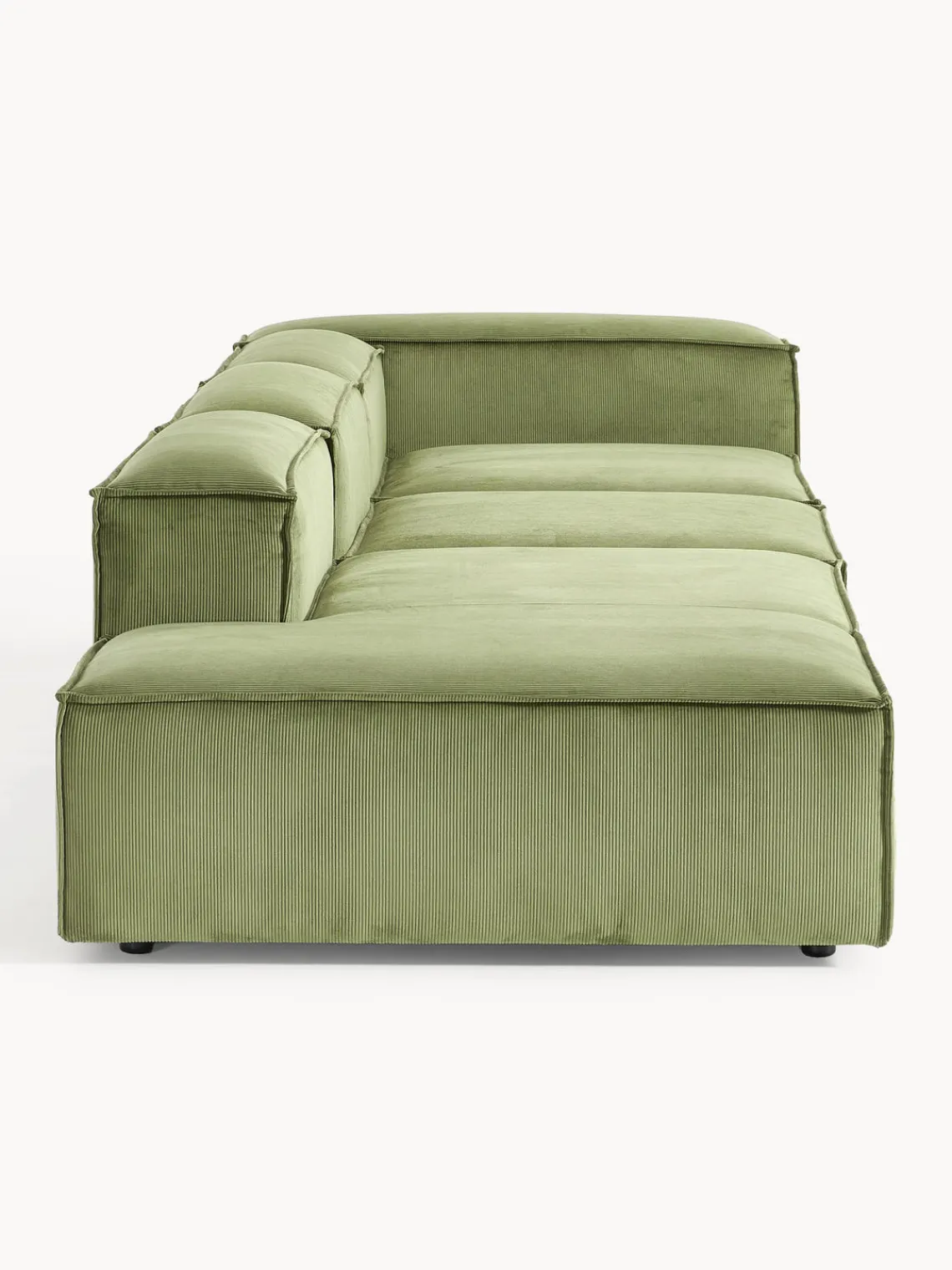 Sofás>Westwing Collection Diván modular grande de pana Lennon Pana verde oliva