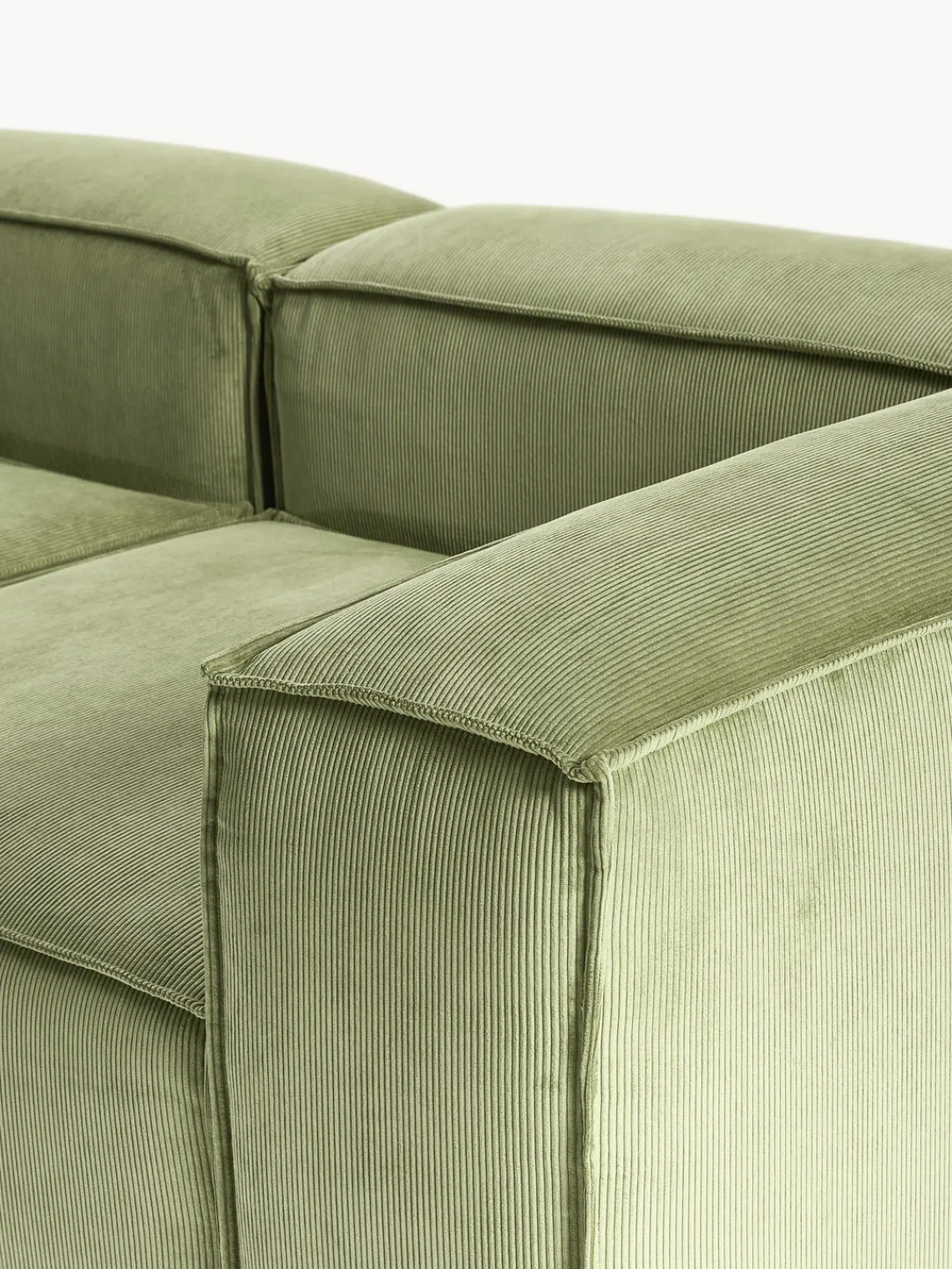 Sofás>Westwing Collection Diván modular grande de pana Lennon Pana verde oliva