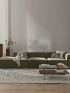 Sofás>Westwing Collection Diván modular grande en tejido bouclé Lennon Bouclé verde oliva