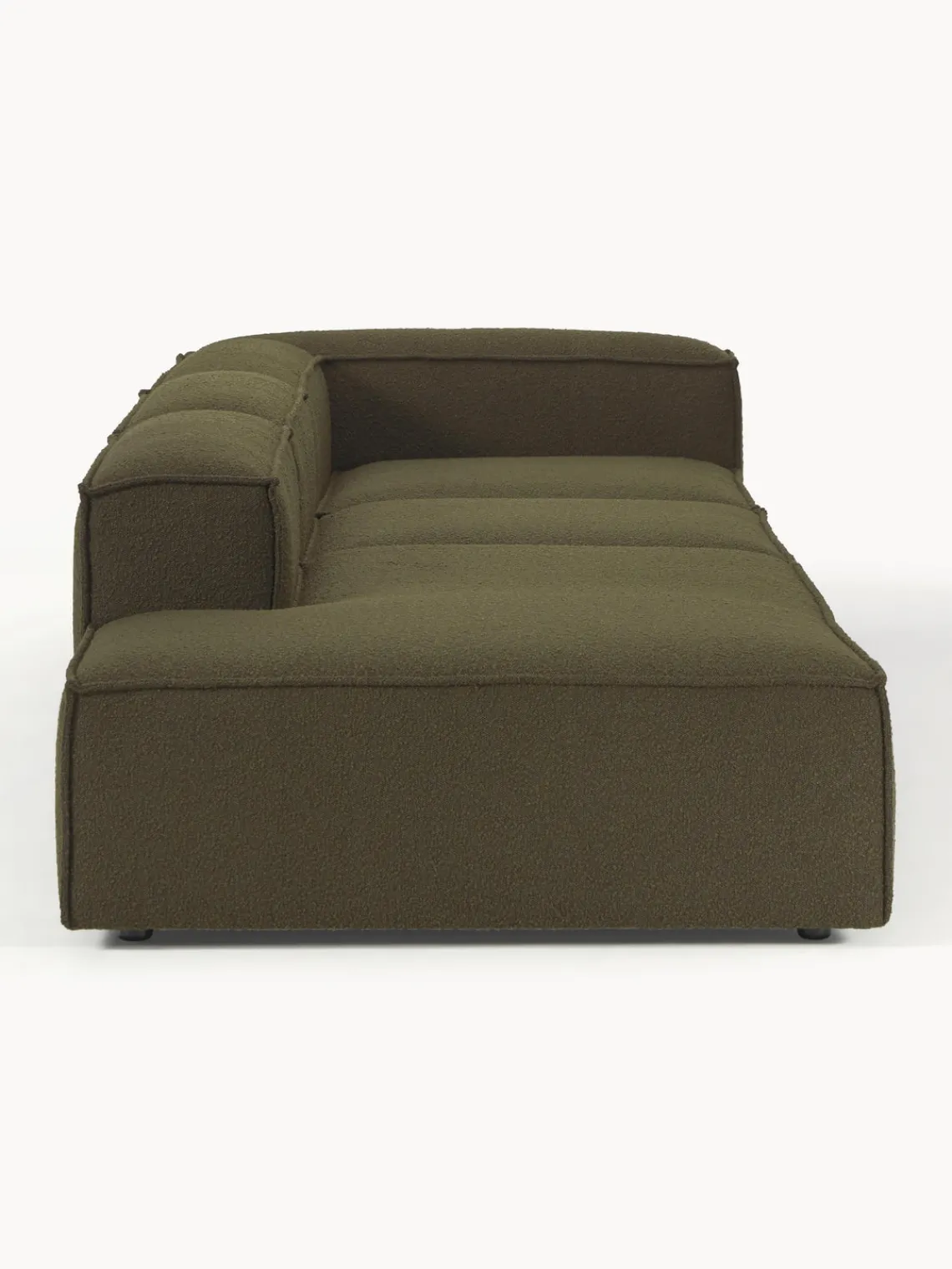 Sofás>Westwing Collection Diván modular grande en tejido bouclé Lennon Bouclé verde oliva